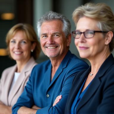 Portrait of a diverse and experienced panel of medical and wellness advisory board members, all professionals.