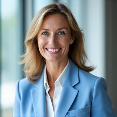 Dr. Evelyn Reed, Co-founder and Chief Medical Officer, smiling confidently.