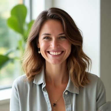 Sarah Jensen, Lead Health Coach, smiling warmly.