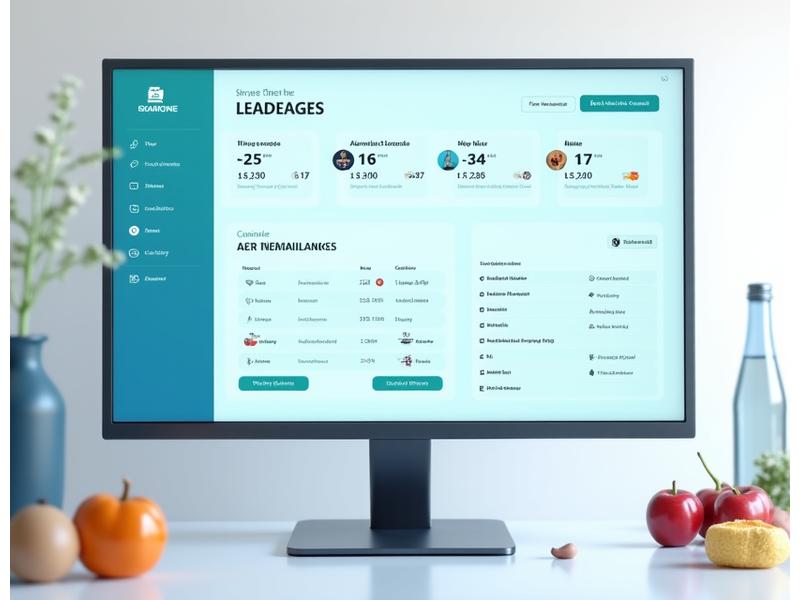 Digital dashboard showing various health challenges, progress bars, and leaderboards.
