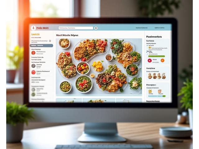 AI-powered meal planning interface with various healthy dishes and customization options