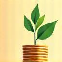 A stack of coins with a growing plant, symbolizing smart investment and growth in wellness.